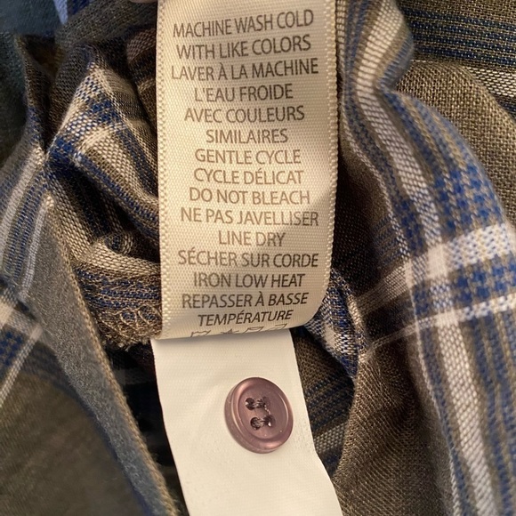 MAX STUDIO GREEN FLANNEL BUTTON DOWN SIZE LARGE - Picture 4 of 5